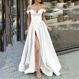 image-Women's Clothing Multi-color Tube Top V-neck Backless Large Swing Split Sleeveless Dress