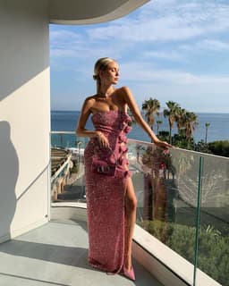 image-Women's Off-shoulder Slimming Sequins Backless Bow Split Tight Long Dress