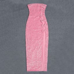 image-Women's Off-shoulder Slimming Sequins Backless Bow Split Tight Long Dress