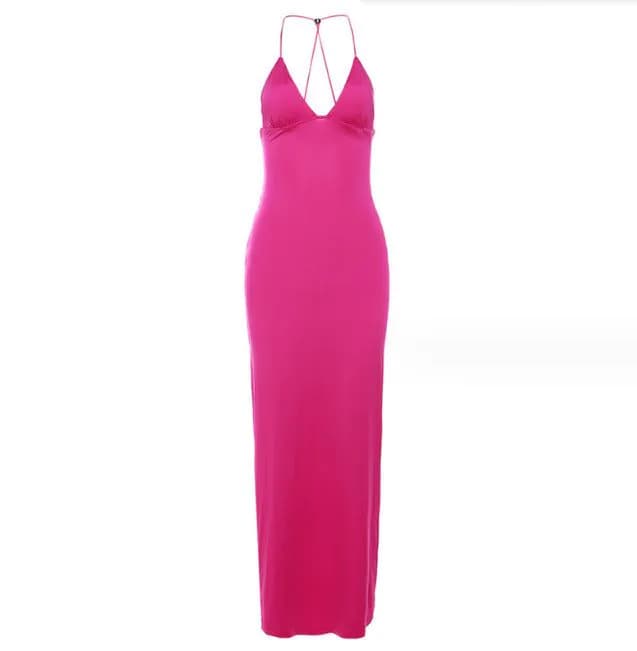 image-Floral Print Halter Spaghetti Straps Dress Sexy Slim Butterfly Back Dressess Spring Summer Womens Clothing