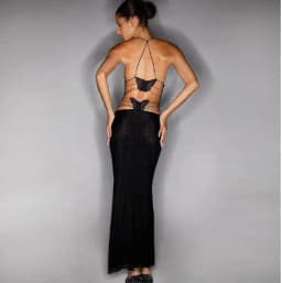 image-Floral Print Halter Spaghetti Straps Dress Sexy Slim Butterfly Back Dressess Spring Summer Womens Clothing