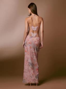 image-Floral Print Halter Spaghetti Straps Dress Sexy Slim Butterfly Back Dressess Spring Summer Womens Clothing
