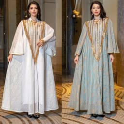image-Festival Evening Dress Arabic Dubai Mesh Embroidered Sequins Robe Middle East