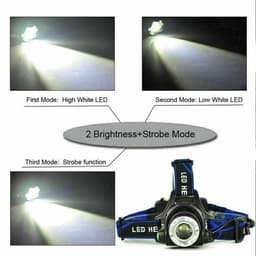 image-T6 Headlamp Rechargeable 350000LM LED Zoom Headlight Head Torch USB Line New UK