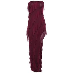 image-2024 Summer Trend Skinny Women's Fashion Tube Top Backless Split Tassel Dress Birthday Party Clubwear