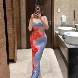 image-Slim Slit Tube Long Dress Summer Sexy Pint Party Beach Dresses Women's Clothing