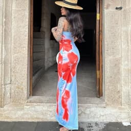 image-Slim Slit Tube Long Dress Summer Sexy Pint Party Beach Dresses Women's Clothing