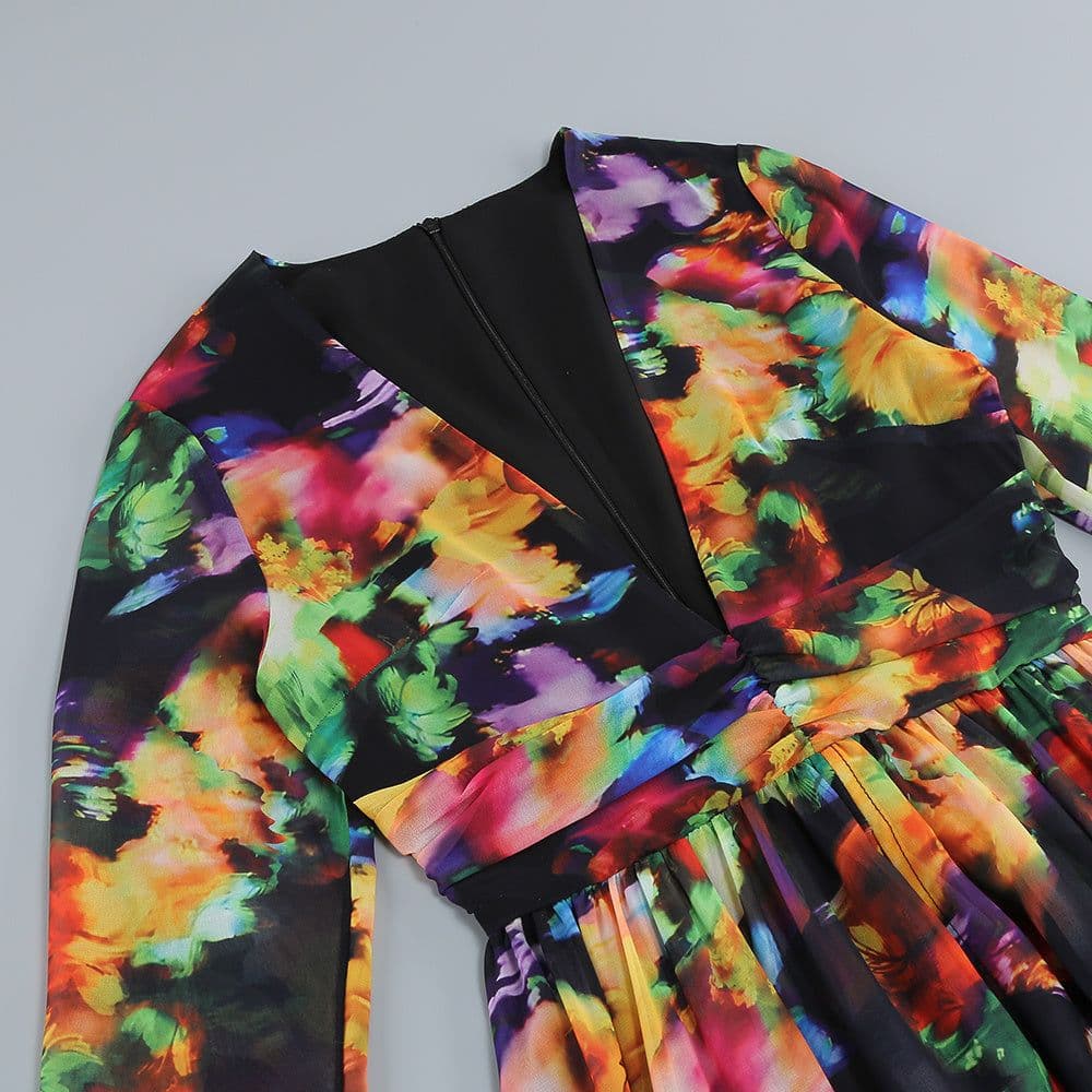 image-V-neck Split Comfort And Casual Dress