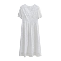 image-Fashion V-neck Lace Dress Summer Elegant Short Sleeve Long Dresses For Women