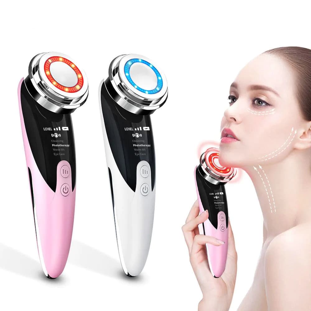 image-Facial Lift Massage Red Micro Current Electric Skin Rejuvenation Cleansing