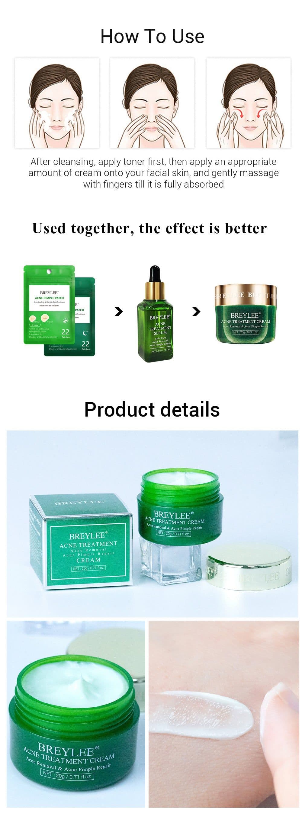image-BREYLEE Tea Tree Acne Cream Moisturizing Acne Scars Scar Cream