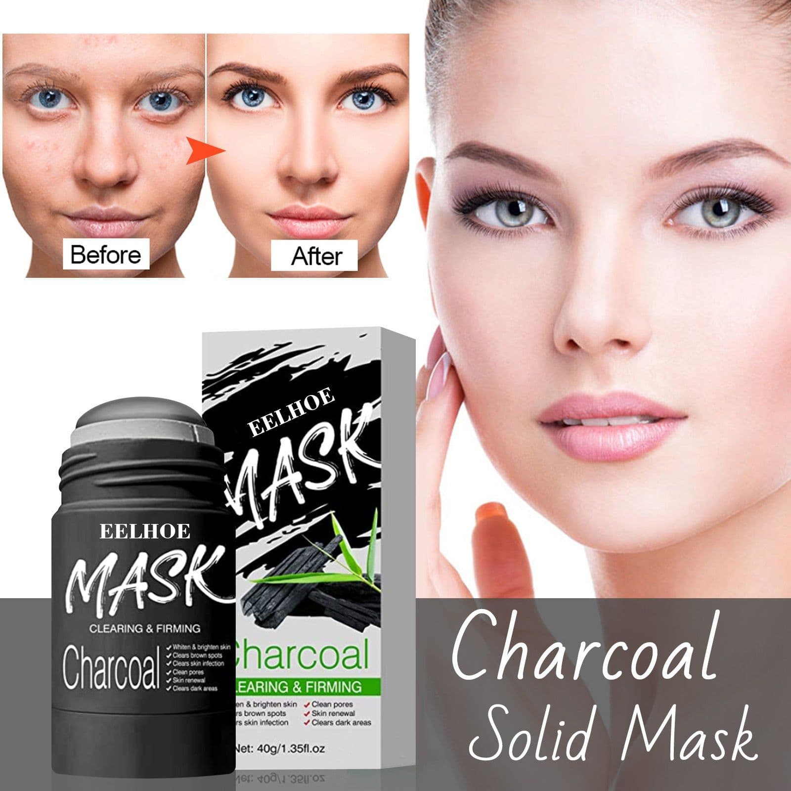 image-Solid Cleansing Mask Bamboo Charcoal To Remove Blackheads