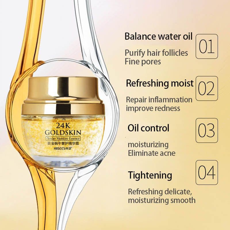image-24K Gold Face Cream Dry Skin Care Whitening Snail Brightening