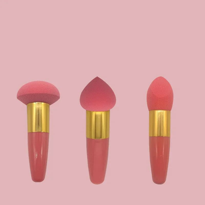 image-Three Brushes Set Sponge Beauty Blender Cushion Compact Wet And Dry Dual-use Beauty Blender Makeup Tools