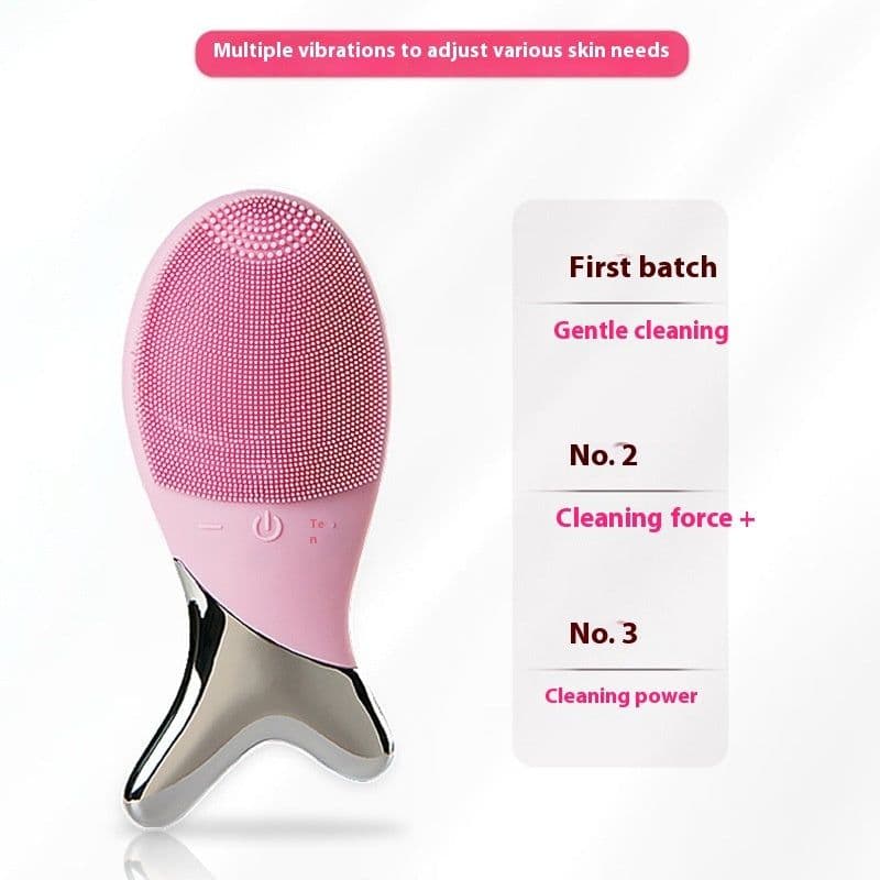 image-Silicone Gel Cleansing System Electric Facial Nstrument Cleaning Brush Pores Inductive Therapeutical Instrument Vibration Massager