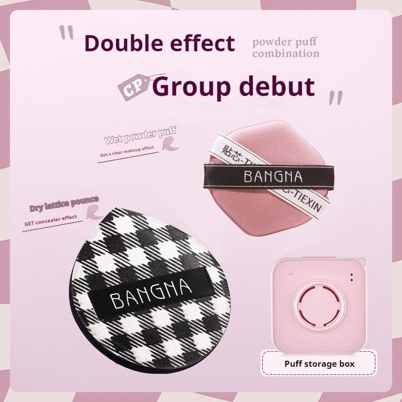 image-Grilled Powder Puff Set With Air Cushion For Ultra Soft And Comfortable Fit