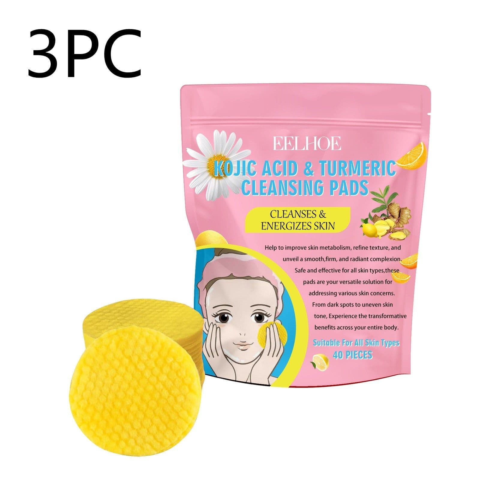 image-Kojic Acid Turmeric Cleansing Pads Beauty Hot-sale