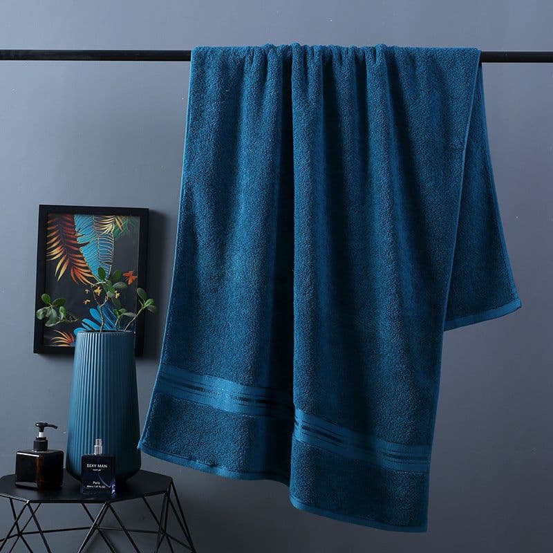 image-Pure Color Thick Cotton Bath Towel Set Towel Set Increased Pure Cotton Beach Towel Beauty Salon Bath Towel