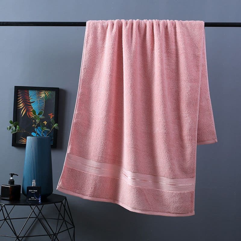 image-Pure Color Thick Cotton Bath Towel Set Towel Set Increased Pure Cotton Beach Towel Beauty Salon Bath Towel