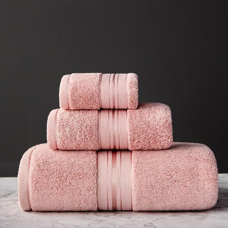 image-Pure Color Thick Cotton Bath Towel Set Towel Set Increased Pure Cotton Beach Towel Beauty Salon Bath Towel