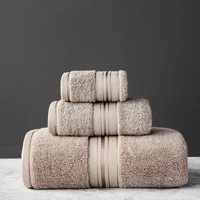 image-Pure Color Thick Cotton Bath Towel Set Towel Set Increased Pure Cotton Beach Towel Beauty Salon Bath Towel