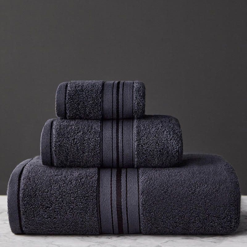 image-Pure Color Thick Cotton Bath Towel Set Towel Set Increased Pure Cotton Beach Towel Beauty Salon Bath Towel