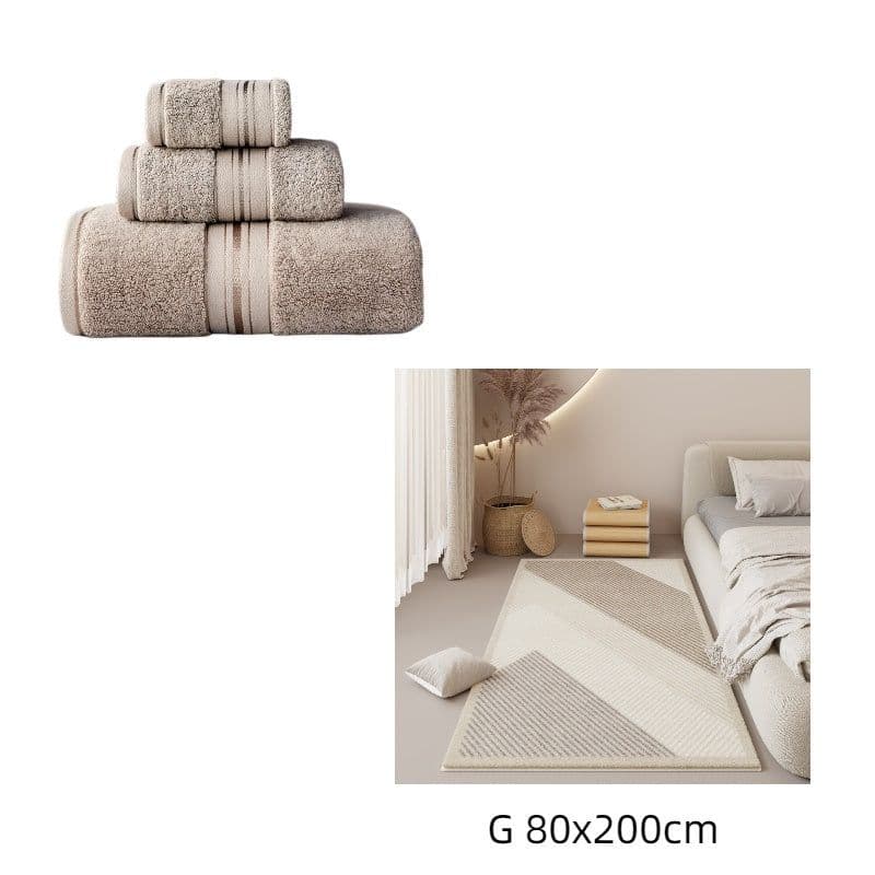 image-Pure Color Thick Cotton Bath Towel Set Towel Set Increased Pure Cotton Beach Towel Beauty Salon Bath Towel