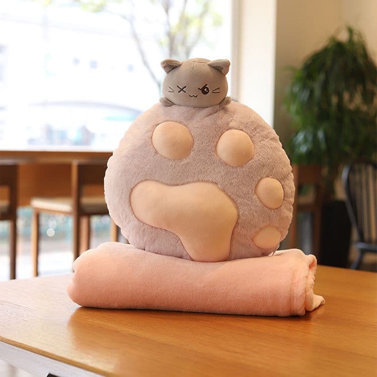image-Plush Cat Paw Pillow Stuffed Funtional Cartoon Animal Quilt Home Sofa Decor Plushie Props