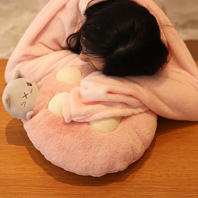 image-Plush Cat Paw Pillow Stuffed Funtional Cartoon Animal Quilt Home Sofa Decor Plushie Props