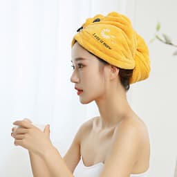 image-Free Shipping Dry Hair Towel Embroidery Dry Hair Cap Women's Absorbent And Quick-Drying Microfiber Thickened Turban Coral Fleece Shower Cap