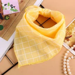 image-Cotton and Linen Checkered Printed Silk Scarf 45CM