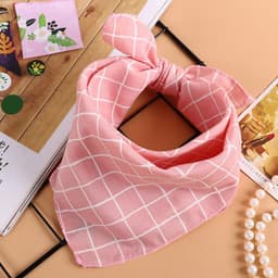image-Cotton and Linen Checkered Printed Silk Scarf 45CM