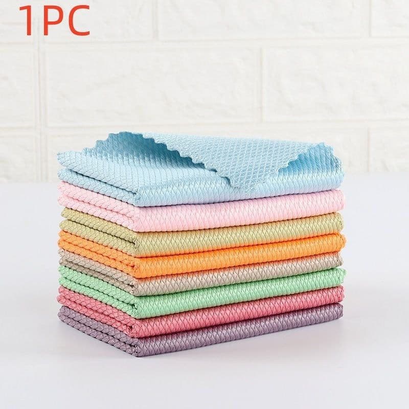 image-Fish Scale Rag Seamless Glass Cleaning Kitchen Absorbent Towel