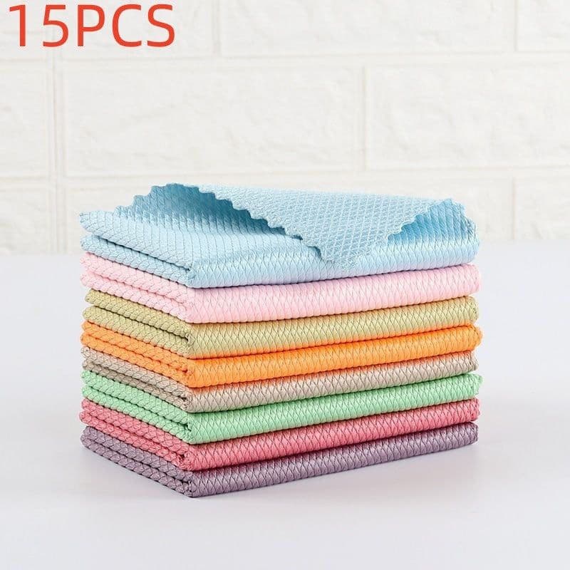 image-Fish Scale Rag Seamless Glass Cleaning Kitchen Absorbent Towel