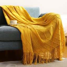image-Pure Color Coral Fleece Knitted Sofa Blanket