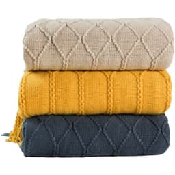 image-Pure Color Coral Fleece Knitted Sofa Blanket