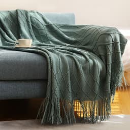 image-Pure Color Coral Fleece Knitted Sofa Blanket
