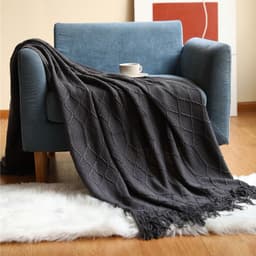 image-Pure Color Coral Fleece Knitted Sofa Blanket