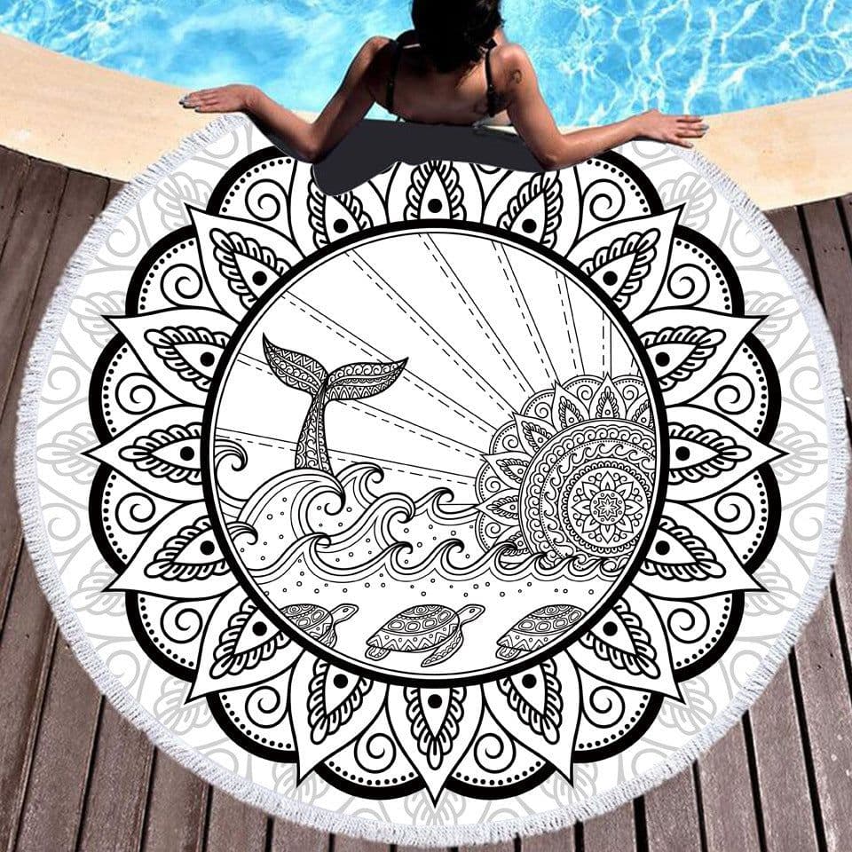 image-Tie-dye Colorful Digital Printing Microfiber Round Beach Towel