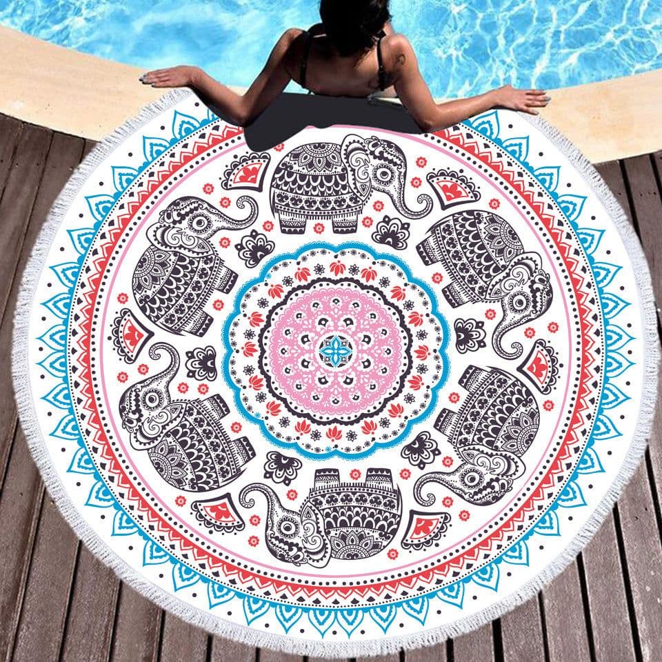image-Tie-dye Colorful Digital Printing Microfiber Round Beach Towel