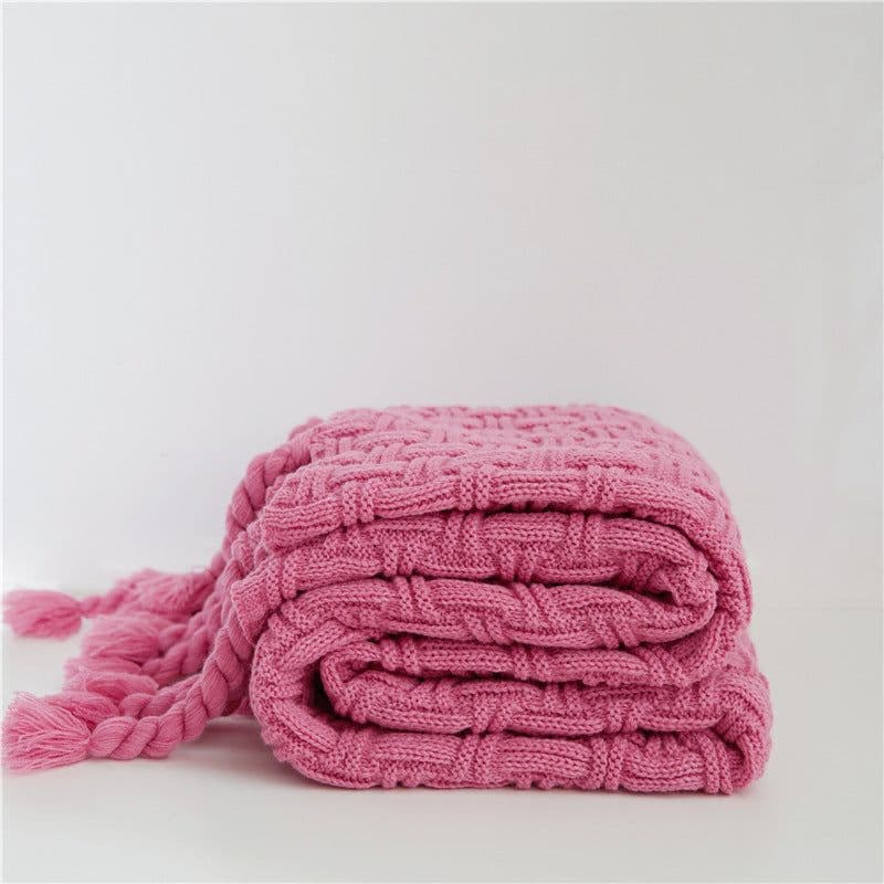 image-Positive And Negative Woven Tassels Casual Nap Air Conditioning Blanket Shawl Office Blanket Emily