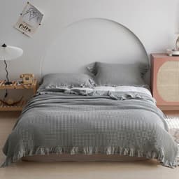 image-Japan Waffle Plaid Blankets for Bed Sofa Throws Cotton Yarn Towel Blanket for Kids Adult Summer Air Conditioning Quilt Bedspread