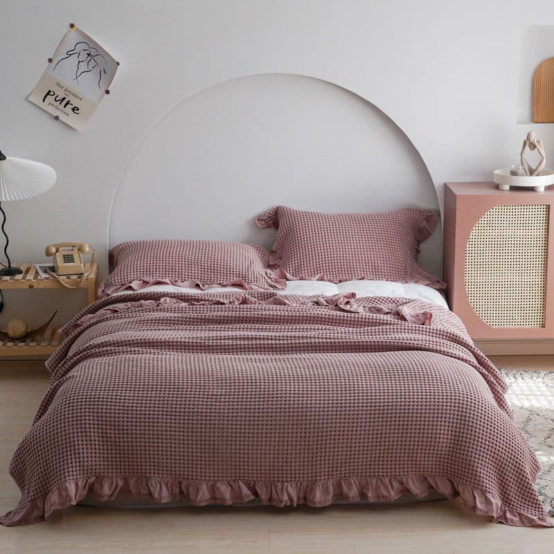 image-Japan Waffle Plaid Blankets for Bed Sofa Throws Cotton Yarn Towel Blanket for Kids Adult Summer Air Conditioning Quilt Bedspread