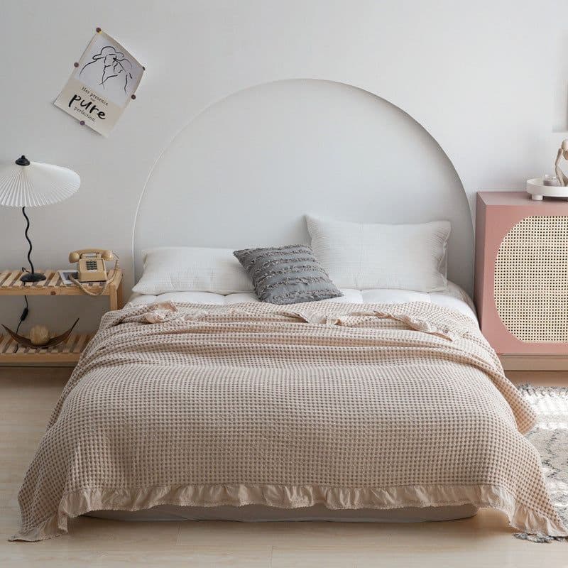 image-Japan Waffle Plaid Blankets for Bed Sofa Throws Cotton Yarn Towel Blanket for Kids Adult Summer Air Conditioning Quilt Bedspread