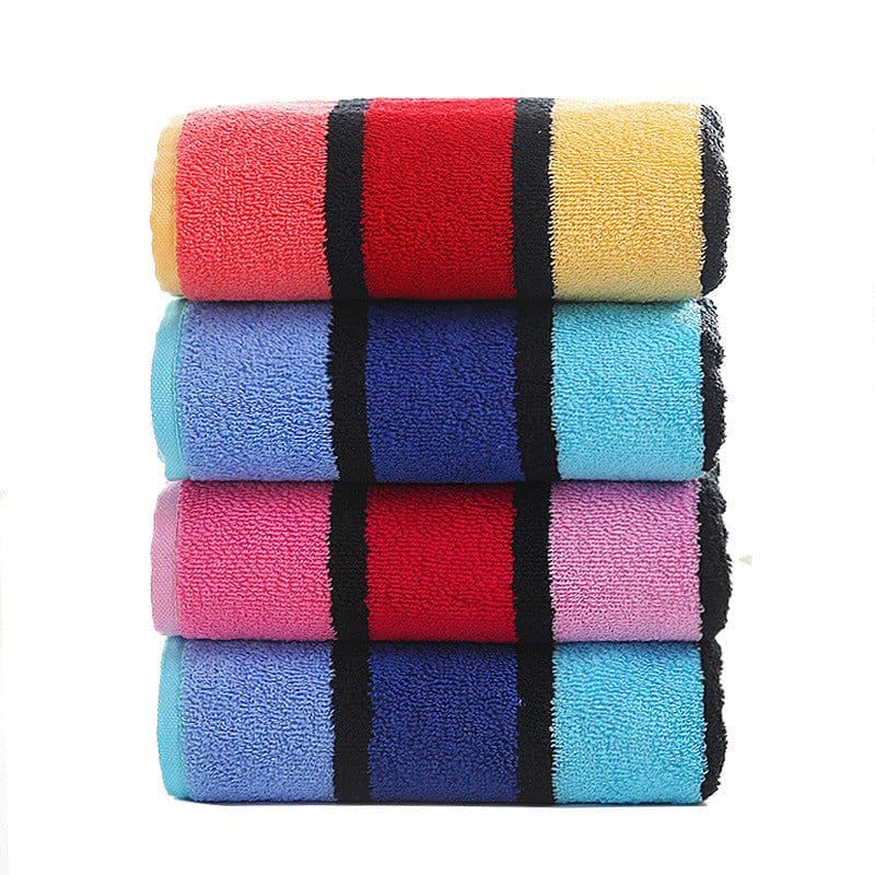 image-Thickened Color Striped Face Towel Absorbent Soft Cotton Couple Models