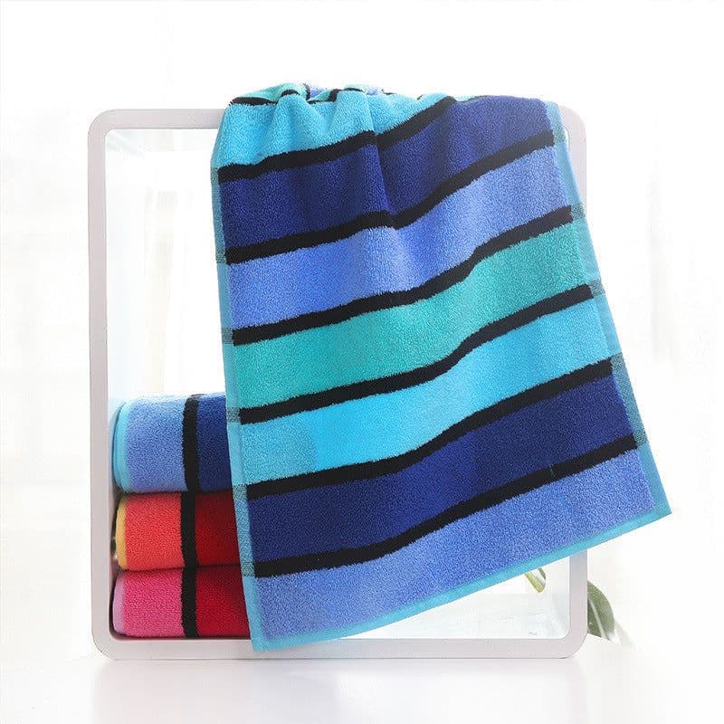 image-Thickened Color Striped Face Towel Absorbent Soft Cotton Couple Models