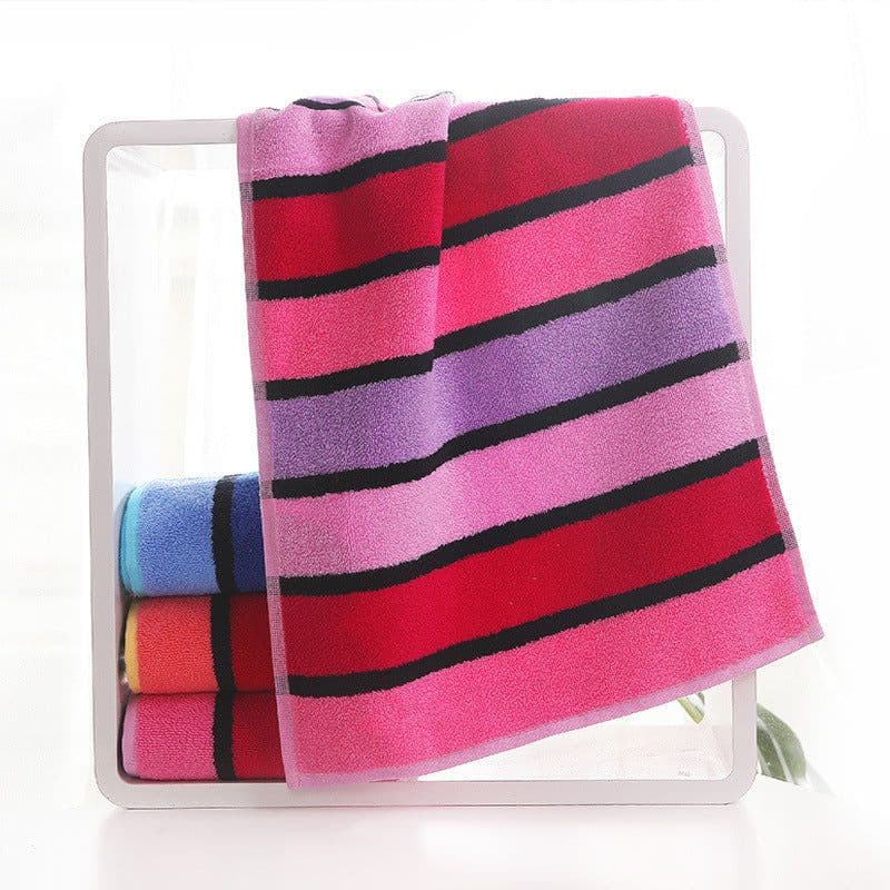 image-Thickened Color Striped Face Towel Absorbent Soft Cotton Couple Models
