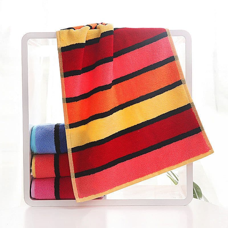 image-Thickened Color Striped Face Towel Absorbent Soft Cotton Couple Models