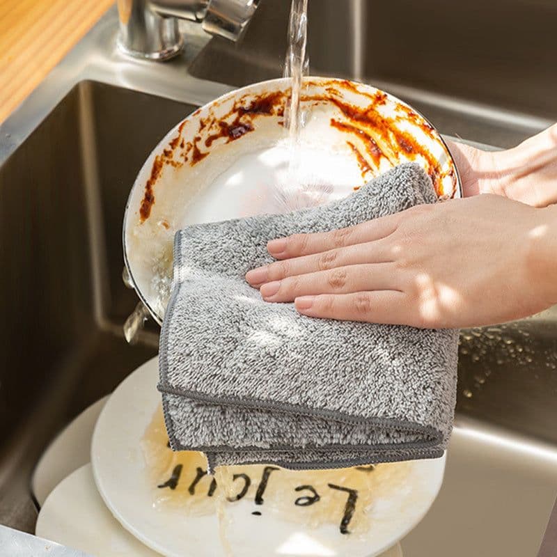 image-Japanese Style Bamboo Charcoal Towel Fine Fiber Dish Cloth