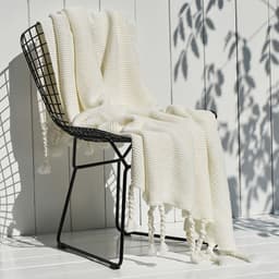 image-Solid Color Nordic Sofa Office Leisure Blanket Knitted Tassel